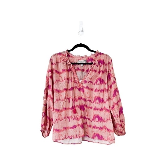NWT Johnny Was Pink Tie Dye Embroidered Shirt Blouse Small - Picture 3 of 10